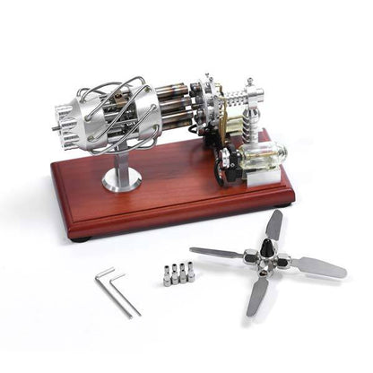 16 Cylinder Double Tank Gas Powered Motor Stirling Engine Model - Mech Artisans