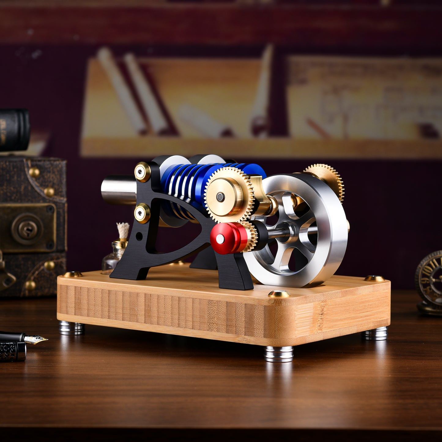 【Mech Artisans Only】α-Type Dual-Cylinder Dual-Piston Stirling Engine (M20-W-01)