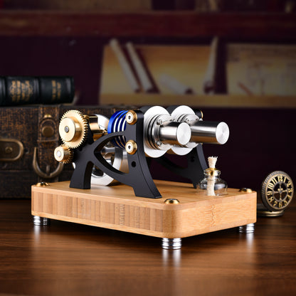 【Mech Artisans Only】α-Type Dual-Cylinder Dual-Piston Stirling Engine (M20-W-01)