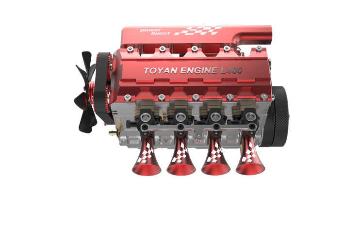 TOYAN FS-L400: 14cc Inline 4 Cylinder Four-Stroke Water-Cooled Nitro Engine Model, Finished Version