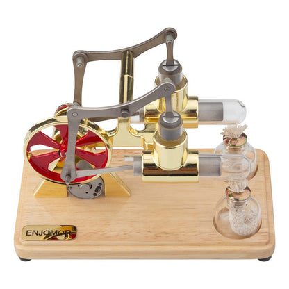 2 Cylinder Hot Air Balance Stirling Engine Model with LED Power Generation - Mech Artisans