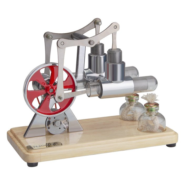 2 Cylinder Hot Air Balance Stirling Engine Model with LED Power Generation - Mech Artisans