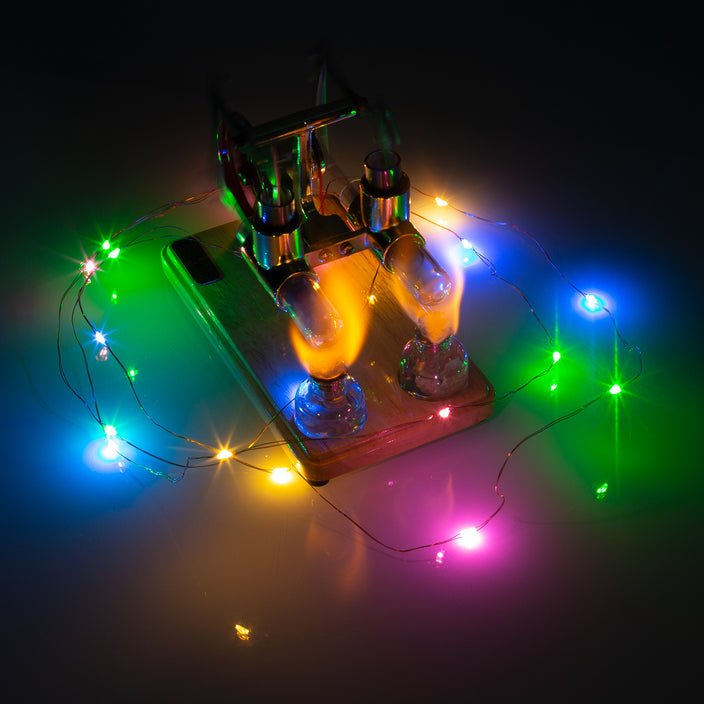 2 Cylinder Hot Air Balance Stirling Engine Model with LED Power Generation - Mech Artisans