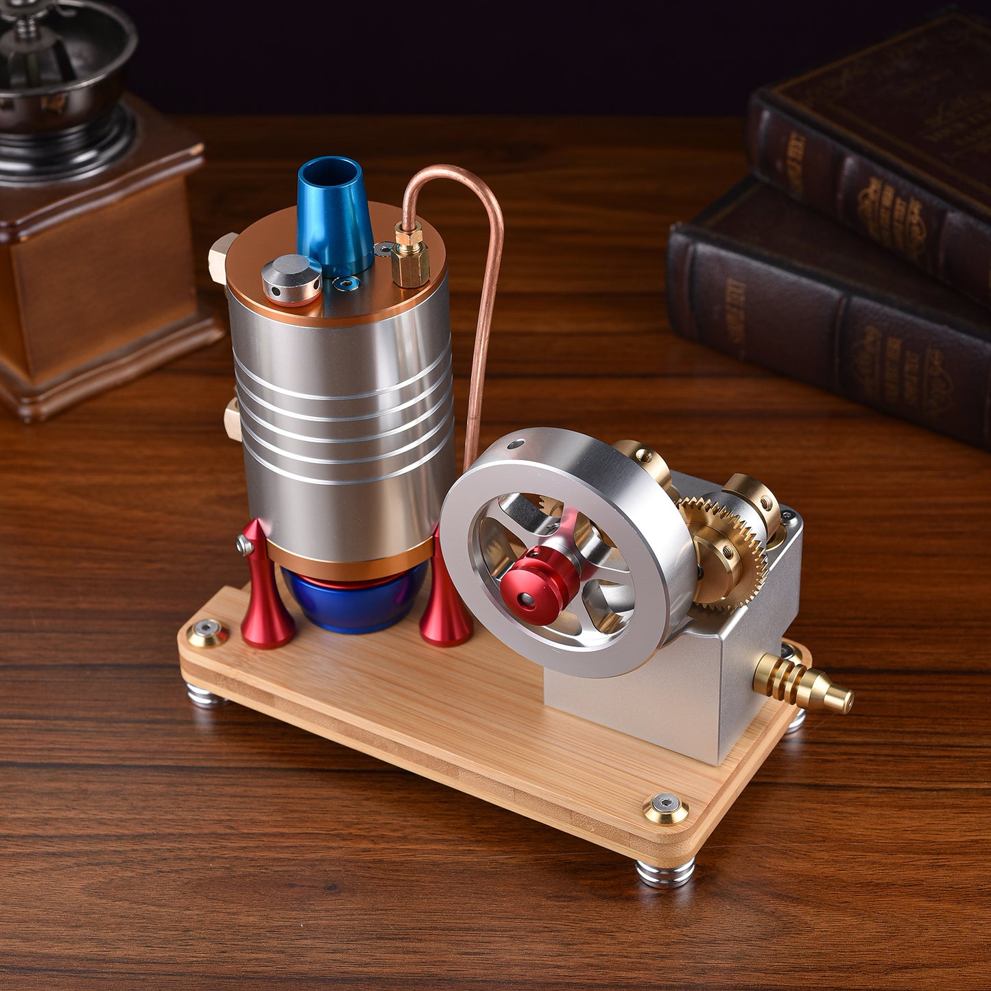 High-Precision Steam Engine Model Toy - A Rotating Wonder of Brass and Aluminum Alloy