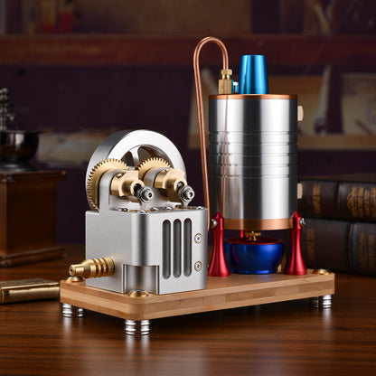 High-Precision Steam Engine Model Toy - A Rotating Wonder of Brass and Aluminum Alloy