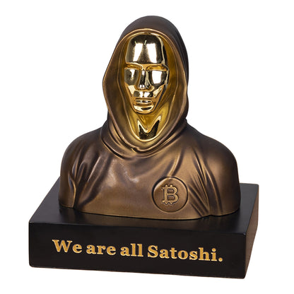 HumblePleb Handmade 6" BTC Bitcoin Satoshi Nakamoto Figure Resin Statue Bronze.