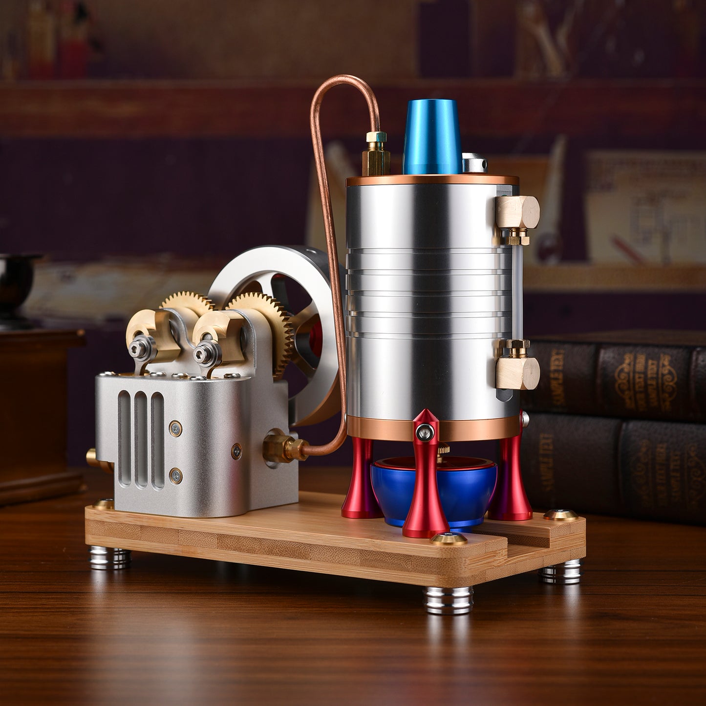 High-Precision Steam Engine Model Toy - A Rotating Wonder of Brass and Aluminum Alloy