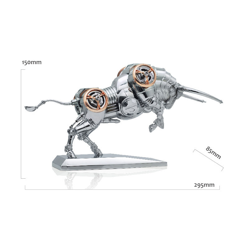 Bull Mechanical Model - Silver Armor Mechanical Bull - Stainless Steel Bull Assembly Model