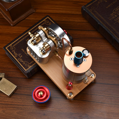 High-Precision Steam Engine Model Toy - A Rotating Wonder of Brass and Aluminum Alloy