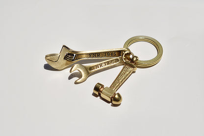 YNR.1945 Exquisite Pure Brass Adjustable Wrench EDC Keychain Vintage Pendant