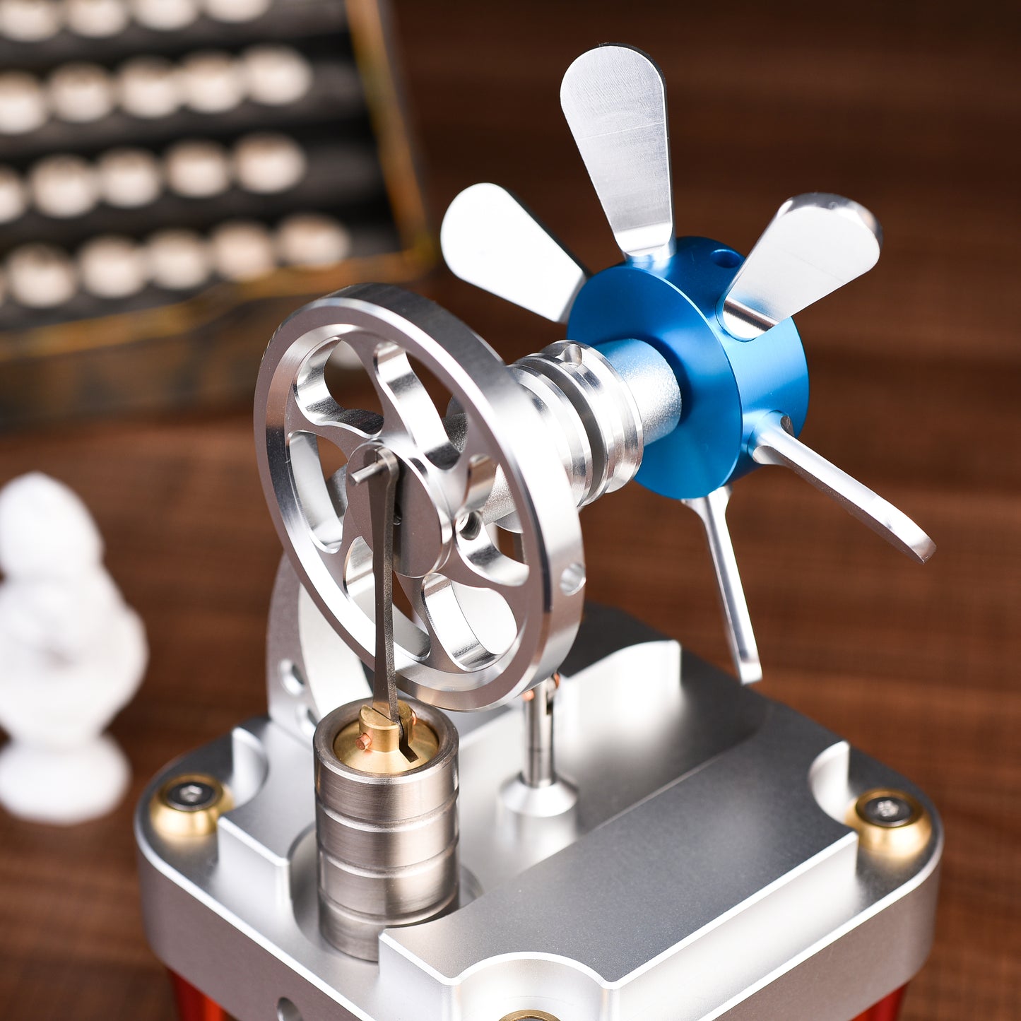 Air-Cooled Metal Stirling Engine Model Durable Alloy, Educational Tool, Hands-On Learning, Mechanical Precision.