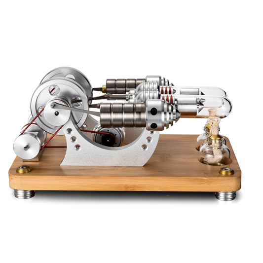 Hot Air Stirling Engine 2 Cylinder Colorful LED Education Toy Electricity Generator Model (M14-22-S)