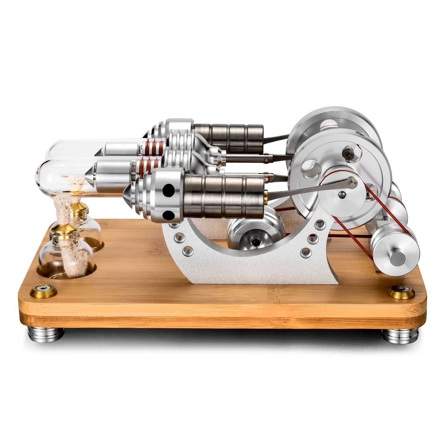 Hot Air Stirling Engine 2 Cylinder Colorful LED Education Toy Electricity Generator Model (M14-22-S)