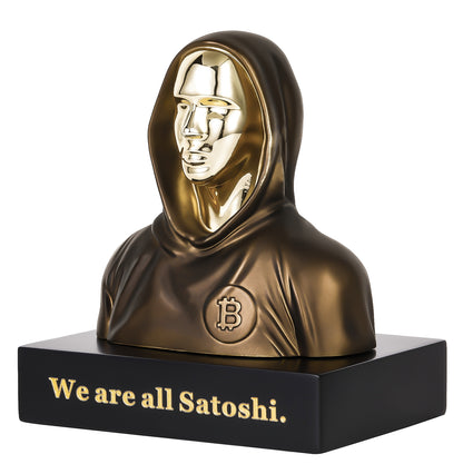 HumblePleb Handmade 6" BTC Bitcoin Satoshi Nakamoto Figure Resin Statue Bronze.