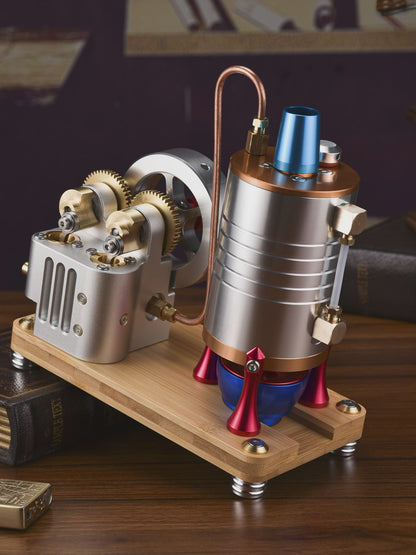 High-Precision Steam Engine Model Toy - A Rotating Wonder of Brass and Aluminum Alloy